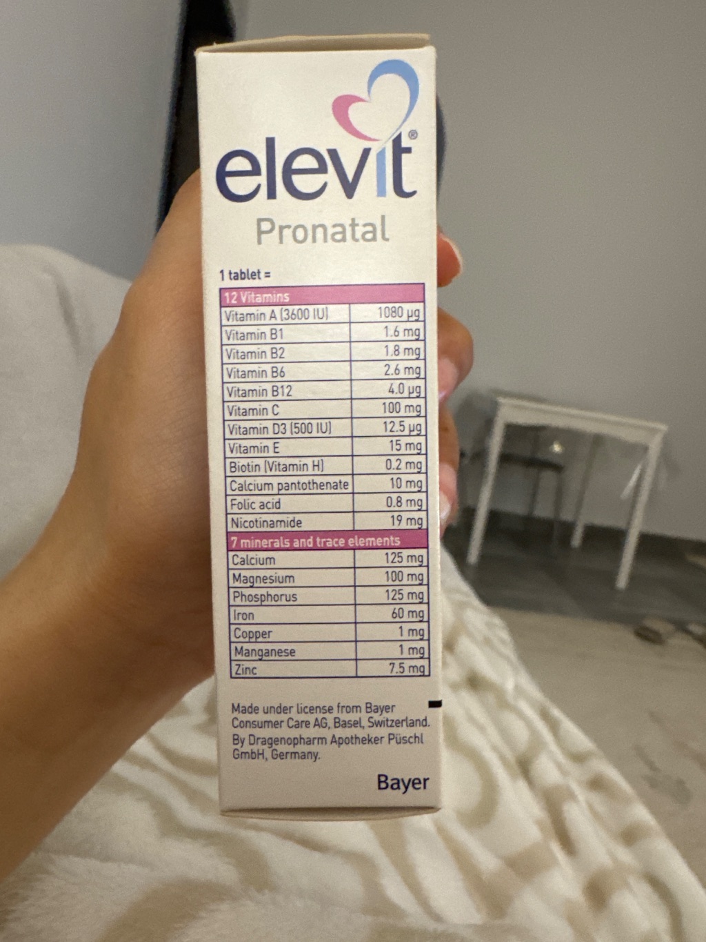 Elevit Pronatal label