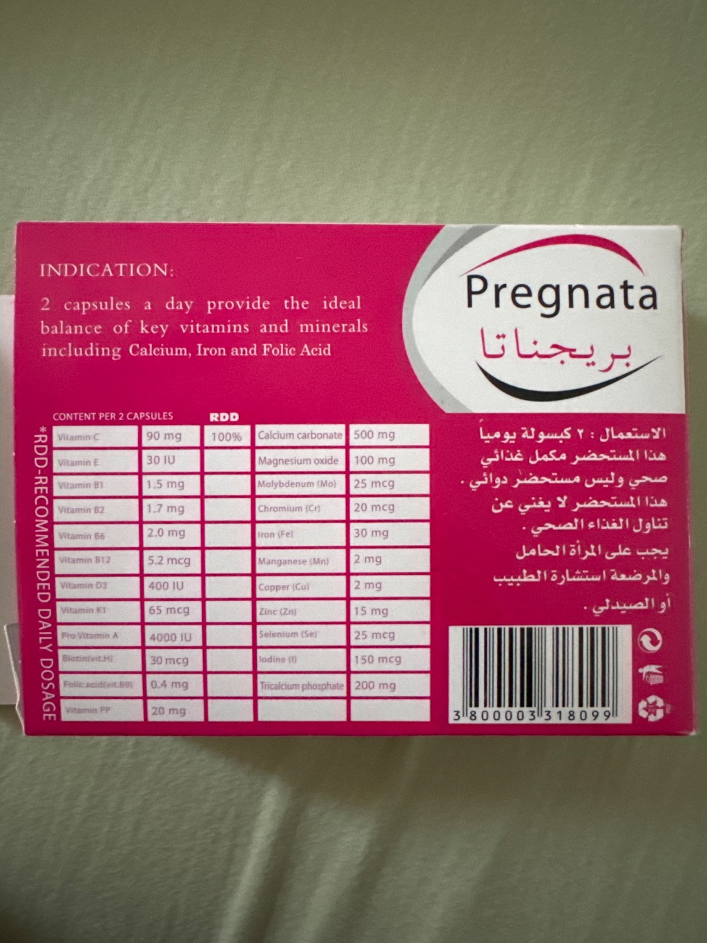 Pregnata product label