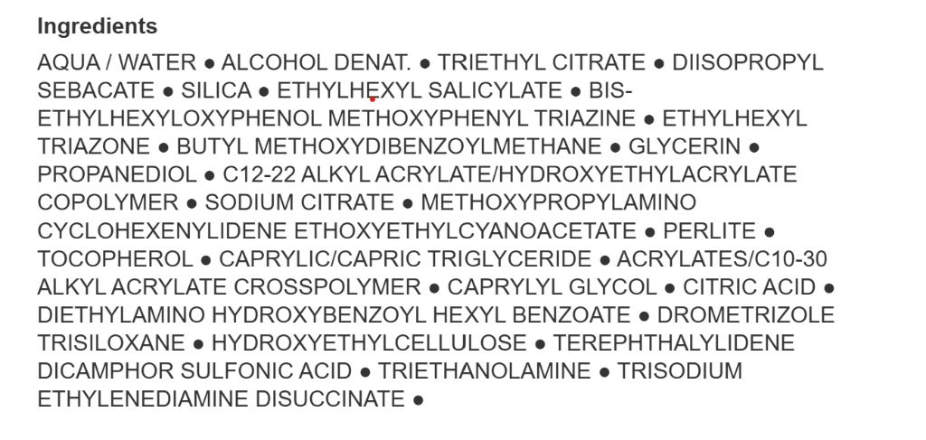 Unknown Sunscreen ingredient safety analysis