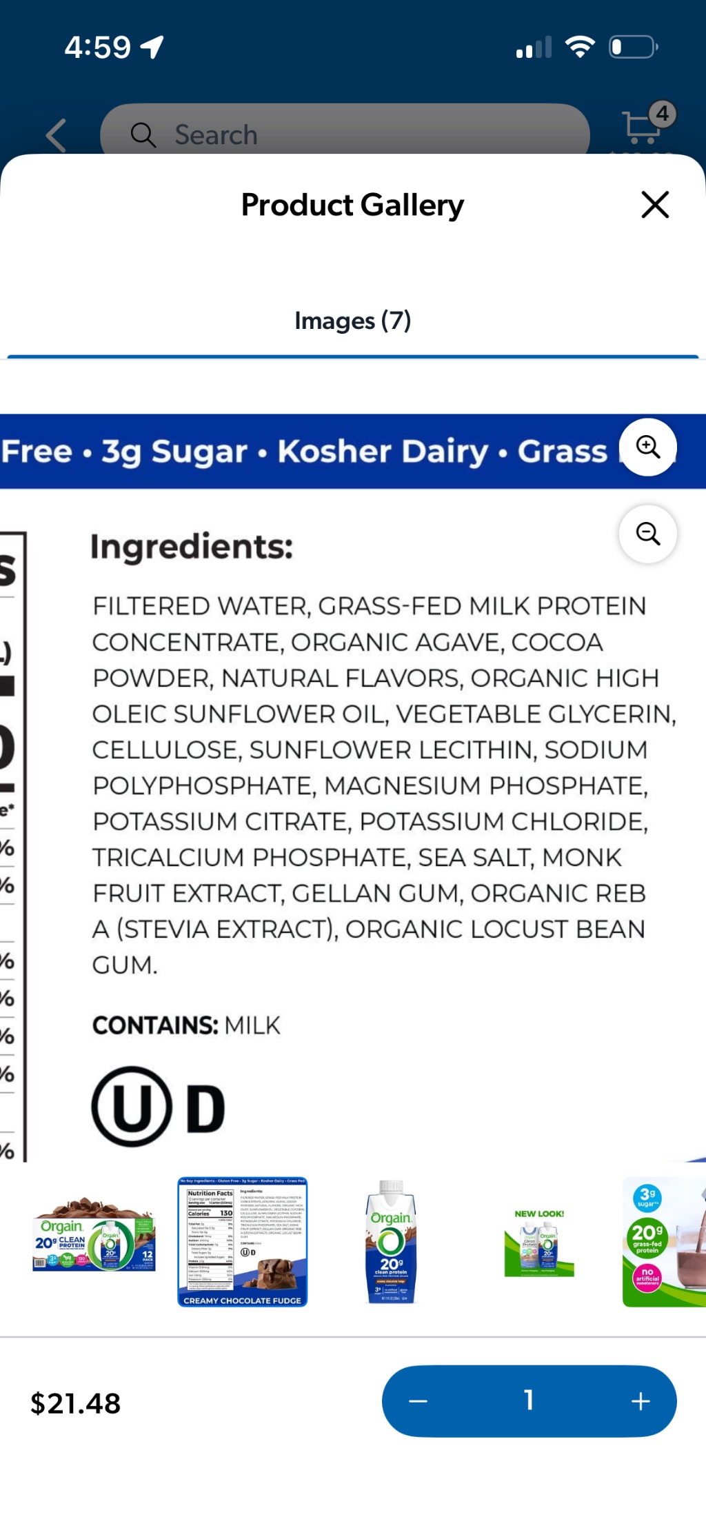 Orgain Clean Protein Creamy Chocolate Fudge