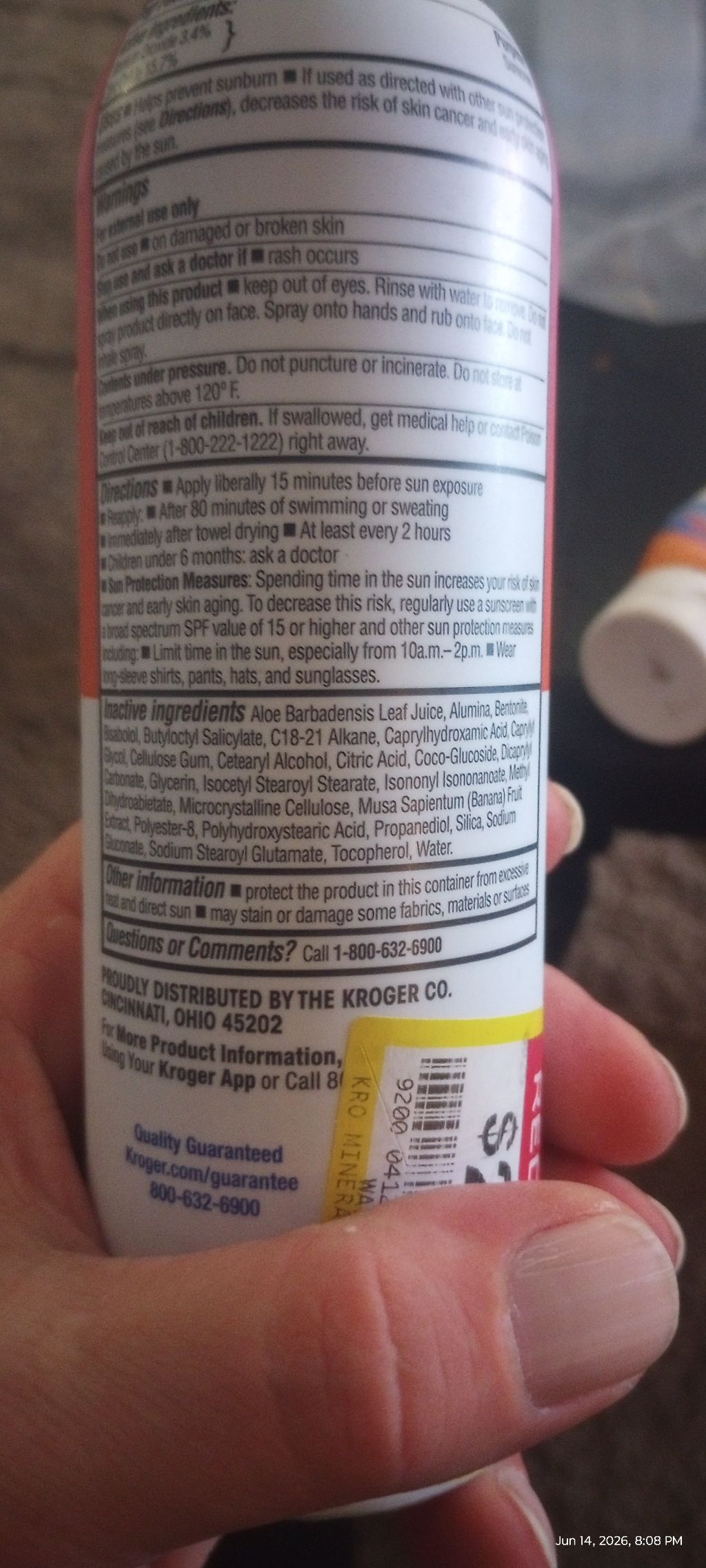 Kroger Mineral Sunscreen Spray