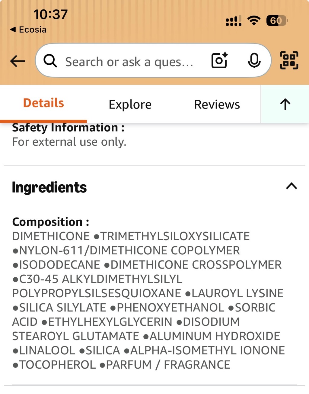 Unknown Cosmetic (Long-wear Lip Product) label