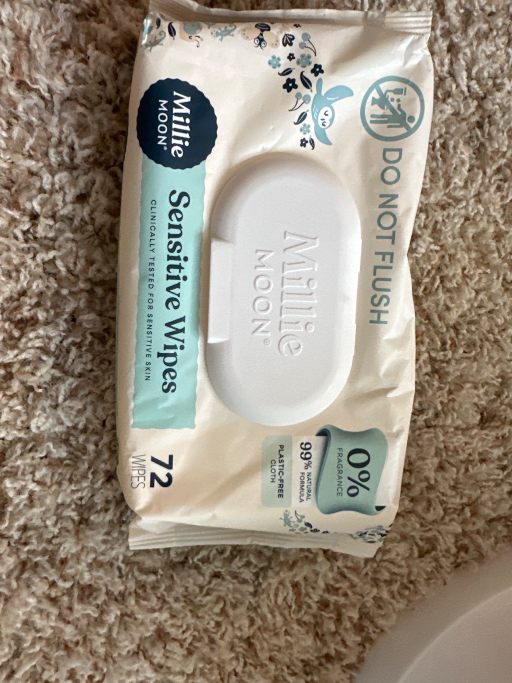 Millie Moon Sensitive Wipes product label