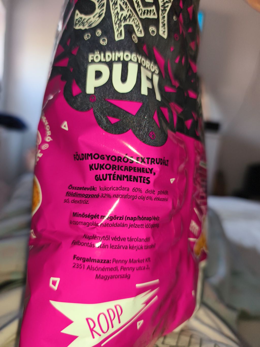 Földimogyorós Pufi (Peanut Puffs) label