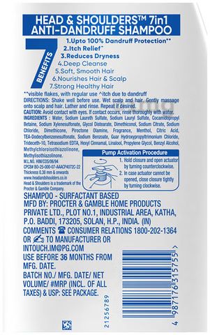 Head & Shoulders 7in1 Anti-Dandruff Shampoo label