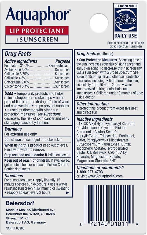 Aquaphor Lip Protectant + Sunscreen