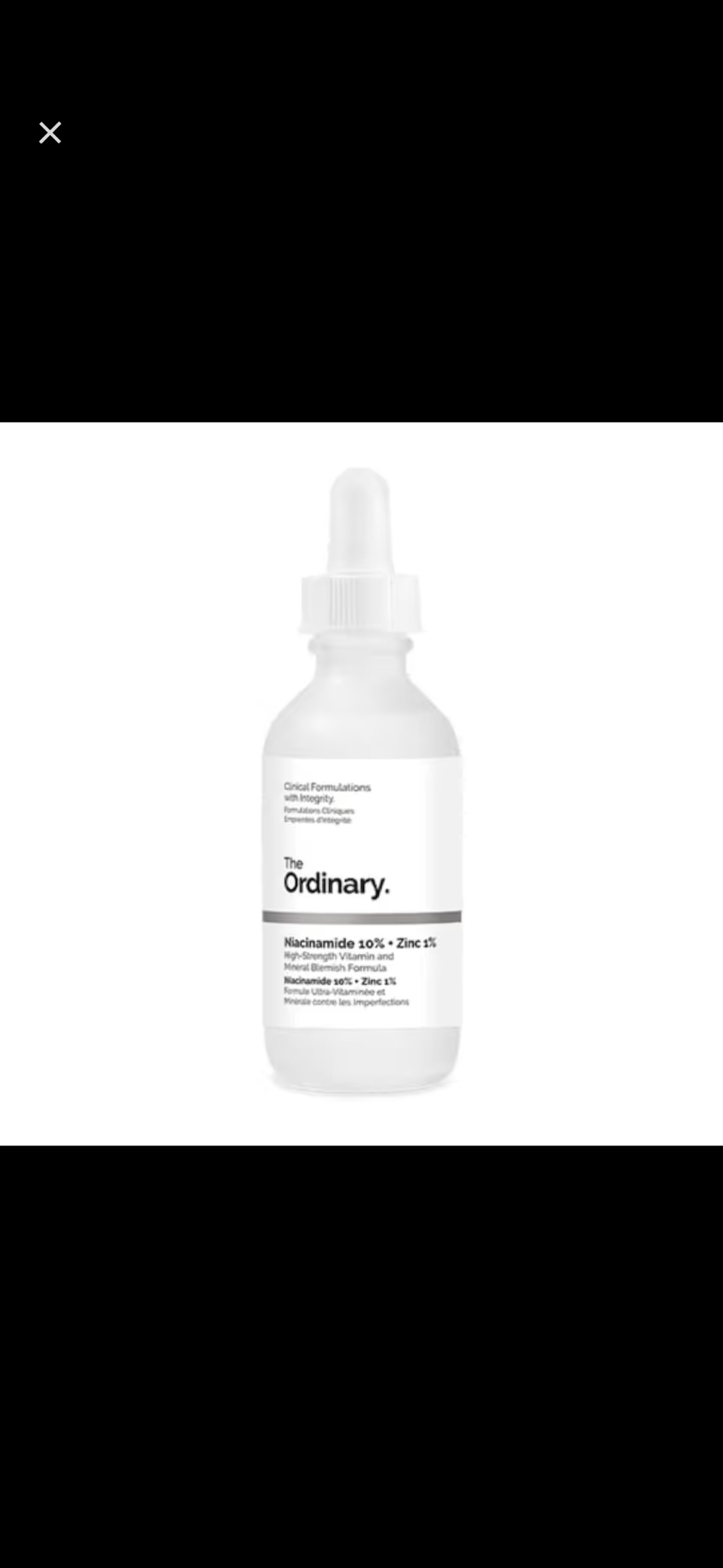 The Ordinary Niacinamide 10% + Zinc 1% label
