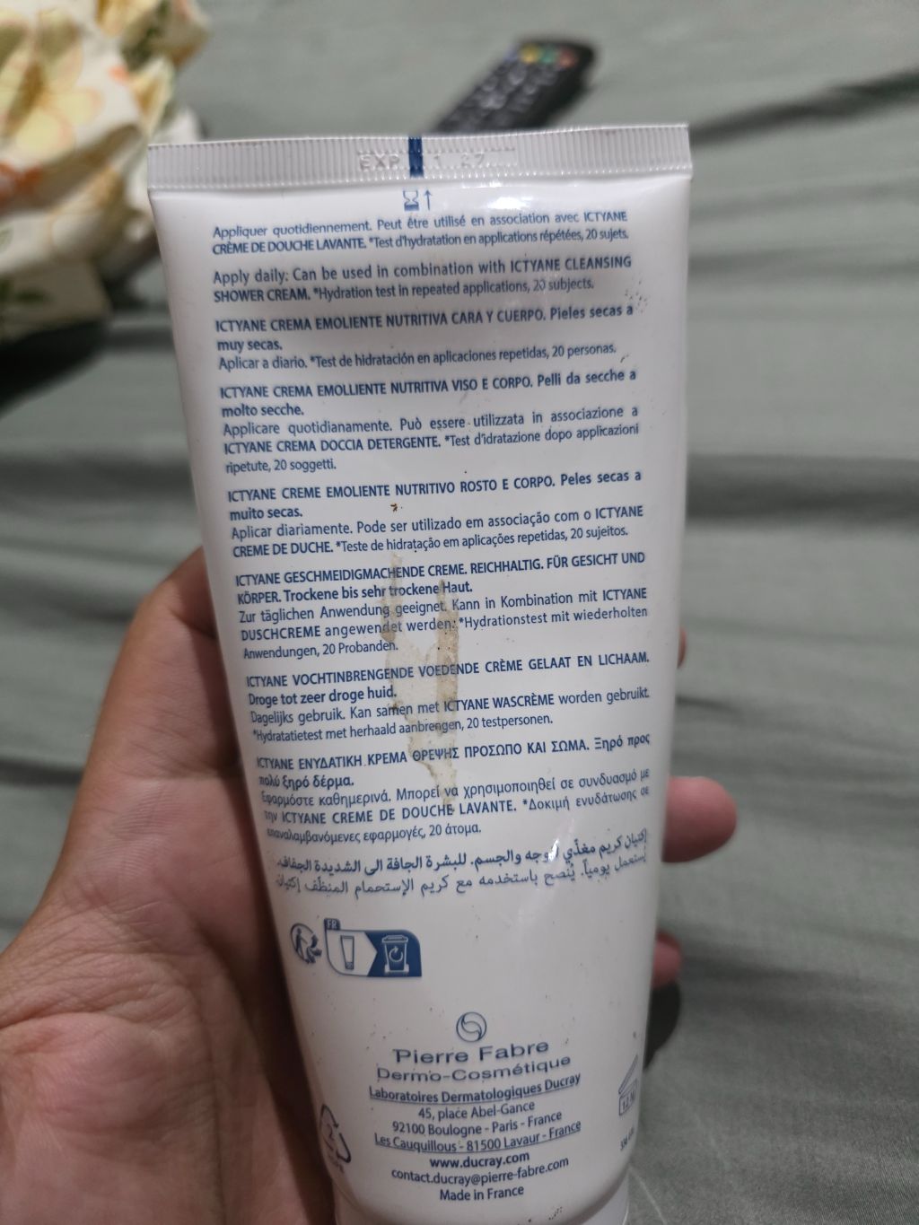 Ducray Ictyane Crème Émolliente Nutritive label