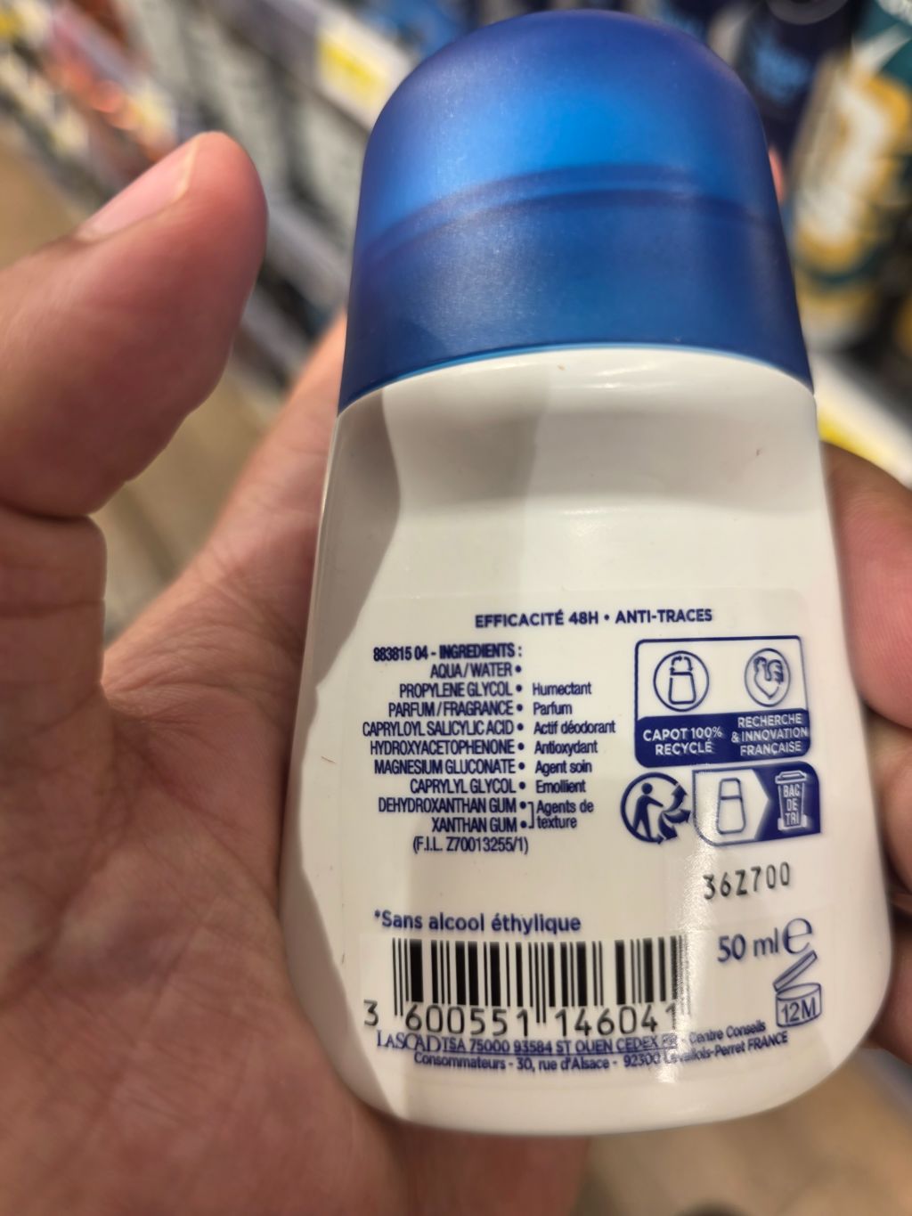 Unknown Brand Roll-on Deodorant product label
