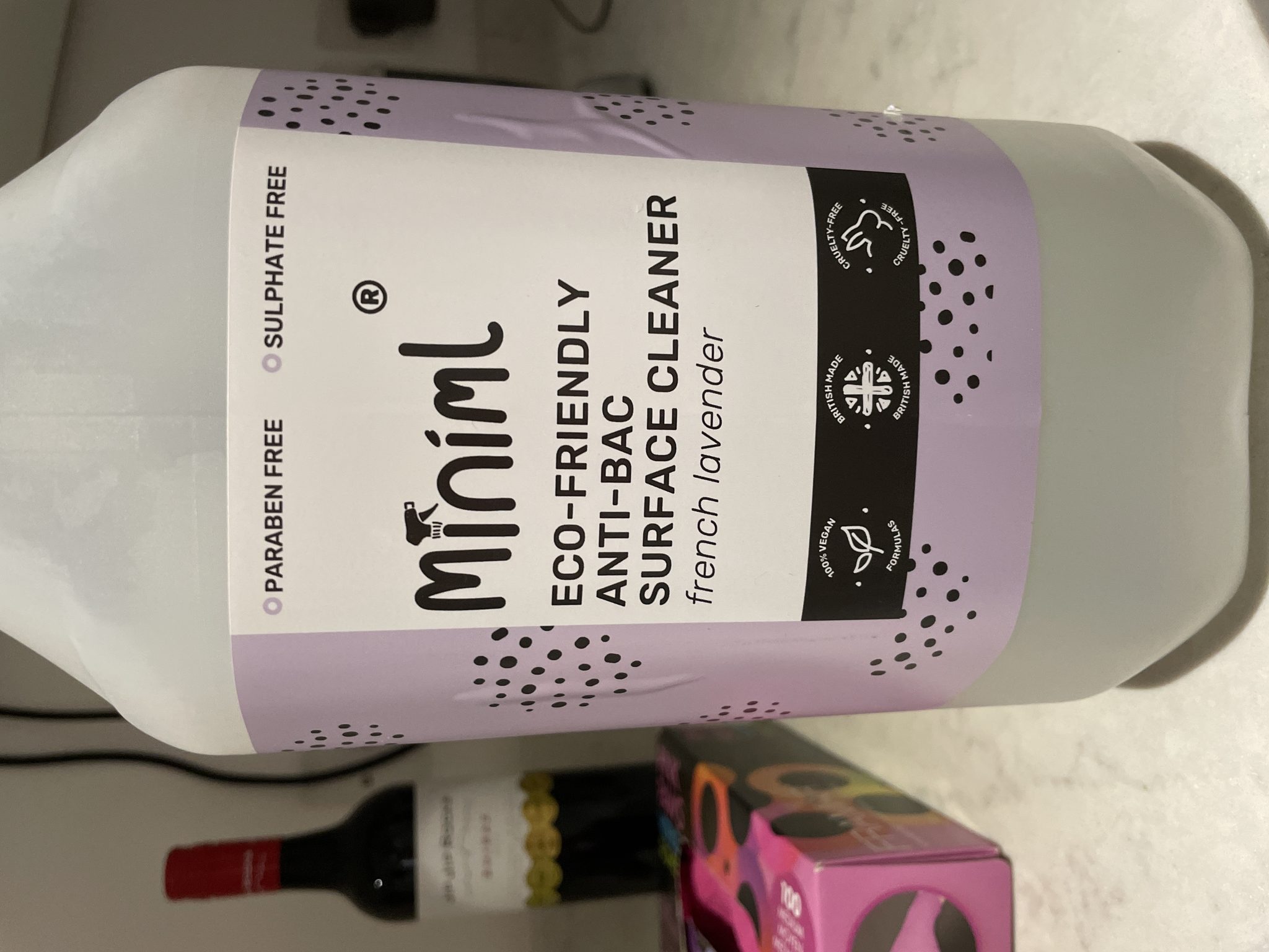 Miniml Eco-Friendly Anti-Bac Surface Cleaner French Lavender product label
