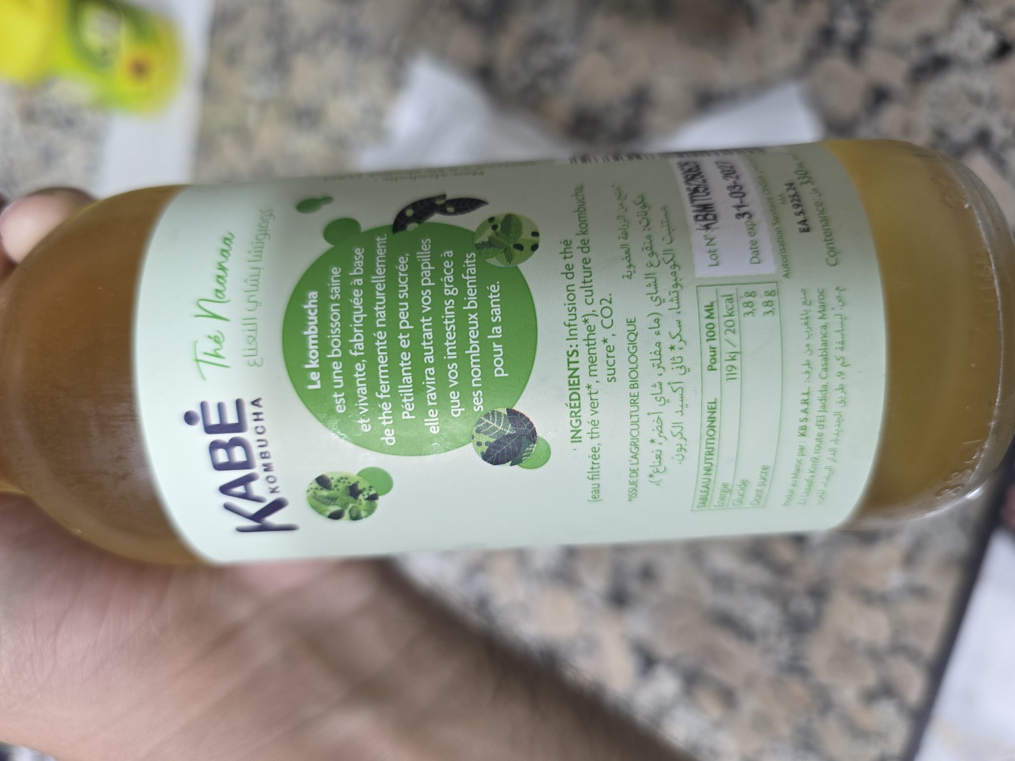 KABÉ Kombucha Thé Naanaa product label