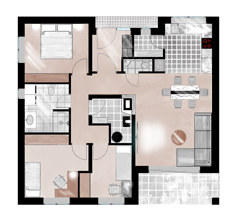 Floor plan of a family apartment