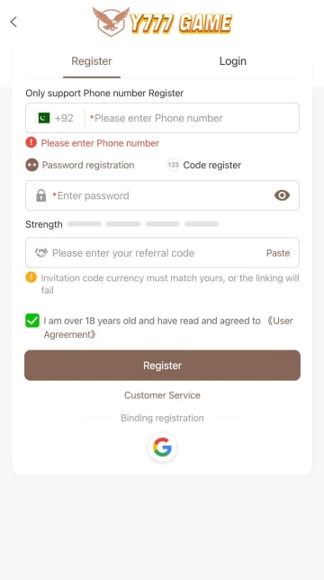 Y777 Login