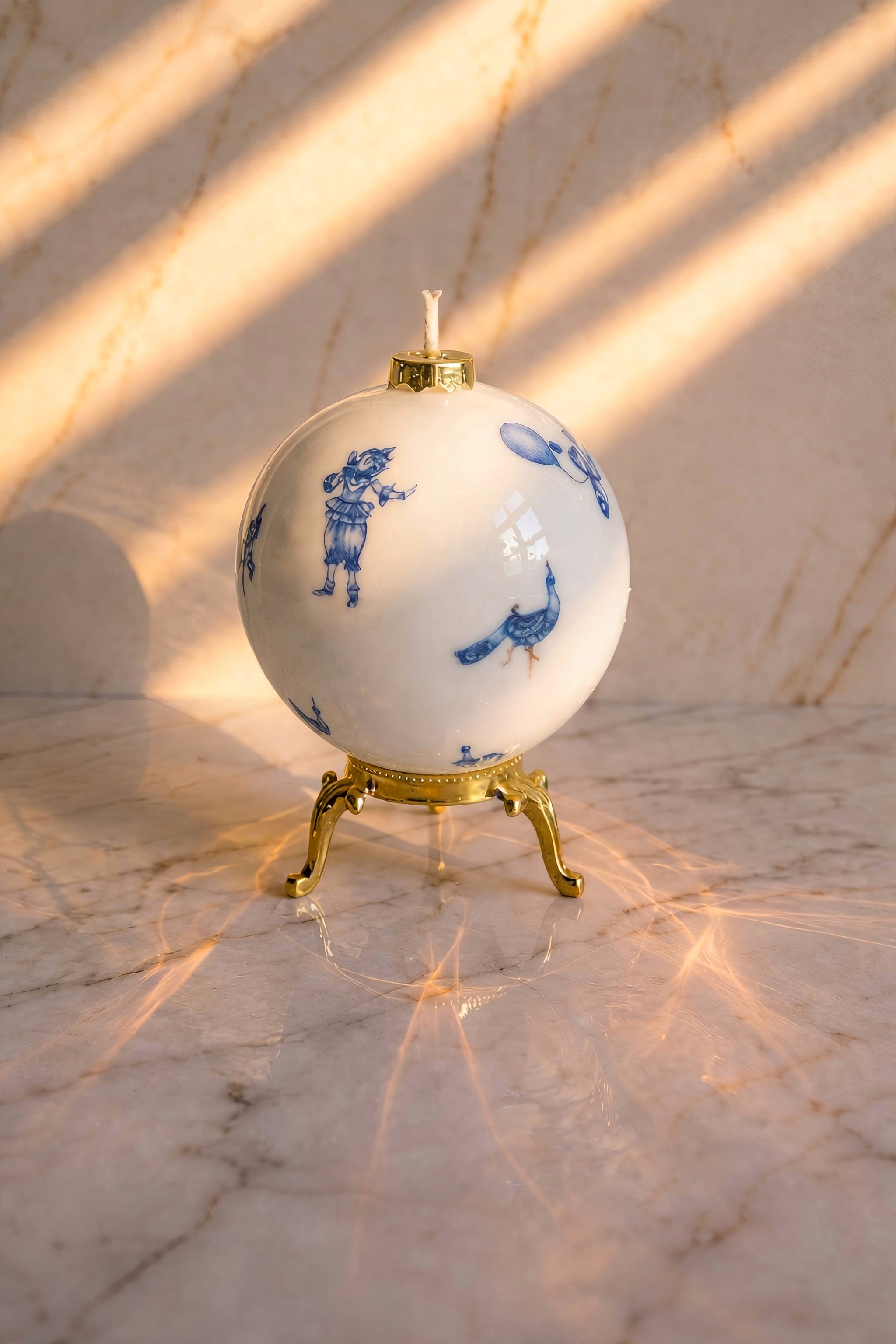 ukrasna sveća - Porcelanska sveća — Belo-plavi cirkus