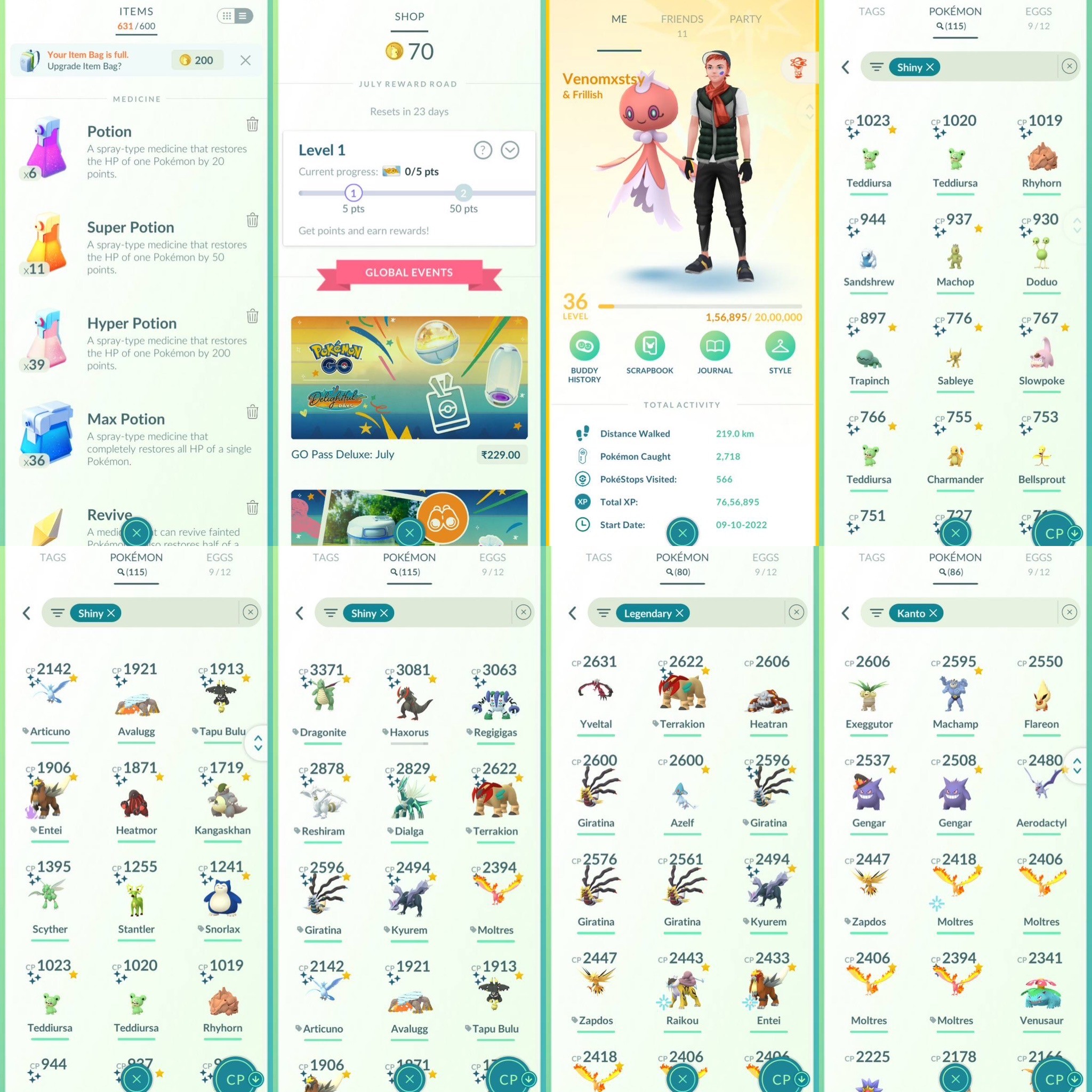 Pokemon Go Account – STRONGEST LEVEL 36 ACCOUNT SHUNDO SHINY RESHIRAM SHINY KYURM SHINY DRAGONITE 3600 CP MEWTWO SHINY DIAGLA SHUNDO REGIGAS 115 SHINY 80 LEGENDARY INSTANT
