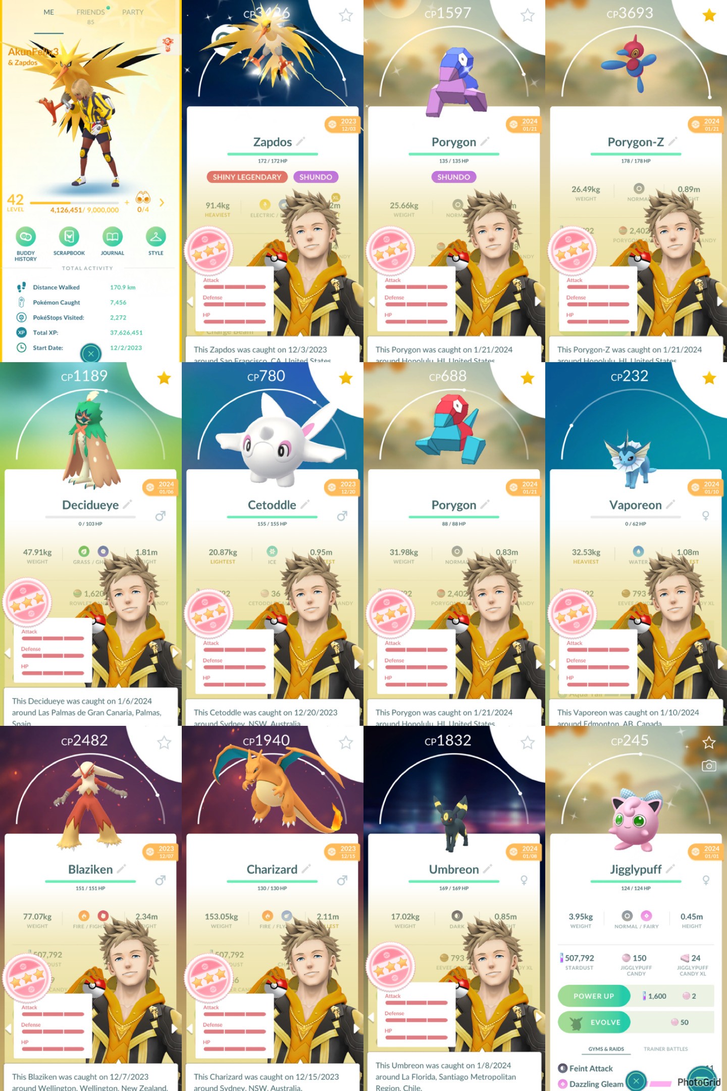 Pokemon Go Account – {613}L42 Yellow⚡️210 Shiny⚡️50 Legendary⚡️Shundo Legendary Zapdos⚡️Shundo Porygon⚡️Hundo Charizard⚡️Hundo Blaziken⚡️3 Shadow Moltres⚡️Shiny Tyranitar CP3499!⚡️
