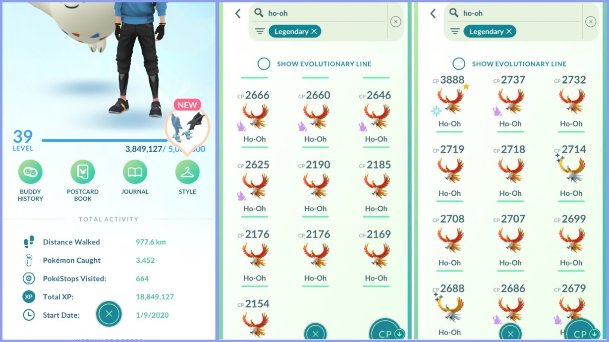 Pokemon Go Account – 💎Level 39 (Mystic)💎601 Legendary💎143 Shiny💎13 Shundo💎30 Hundo💎x9 (3000+CP)💎4 Lucky💎1 Million Dust💎Rename Yes💎3843 Pokécoins💎Item 4793/1700💎Instant