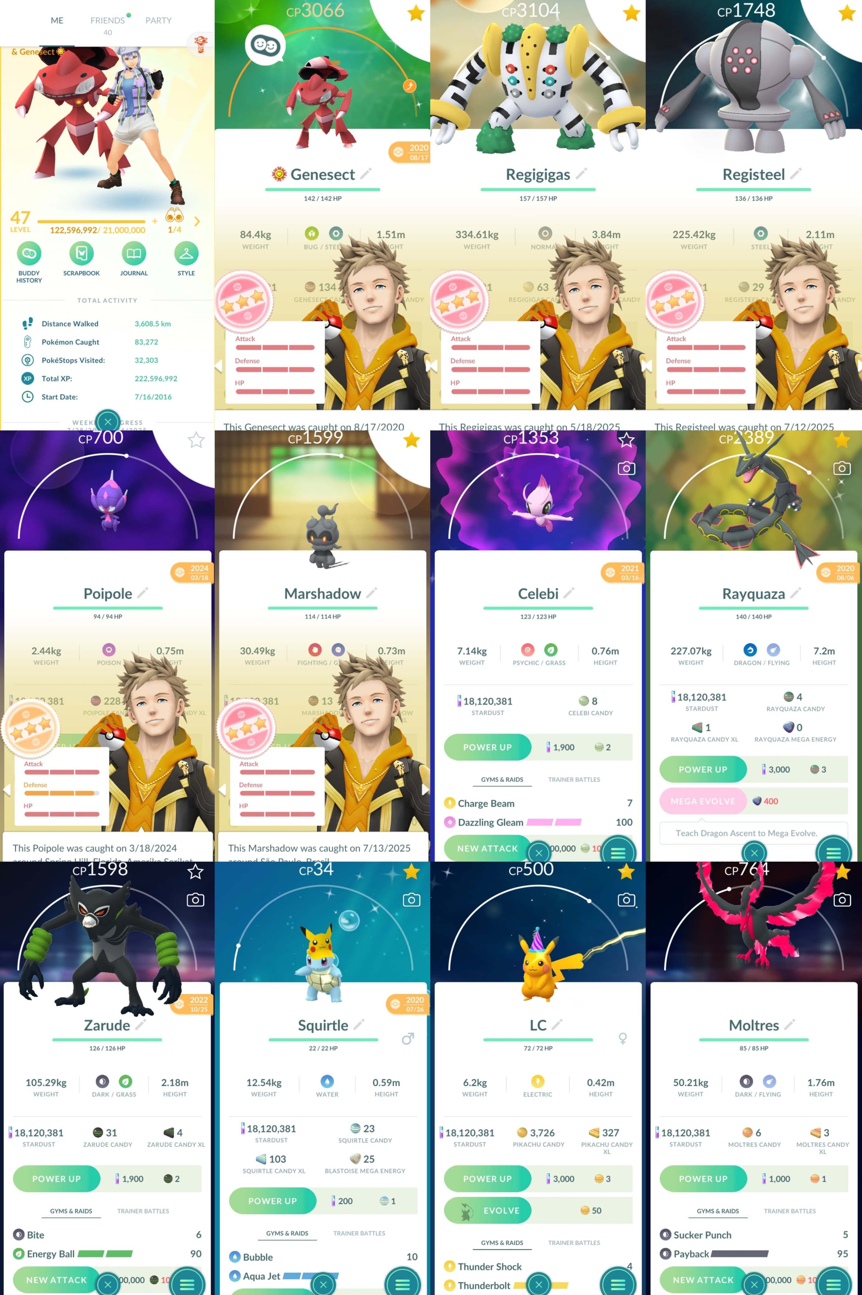 Pokemon Go Account – POKEMONGO | LEVEL 47 INSTINCT | 2016 ACC | SHUNDO GENESECT MARSHADOW IV100 PIKACHU VISOR SQUIRTLE ZARUDE SHINY CELEBI RAYQUAZA | 366 SHINY | 174 LEGENDARY