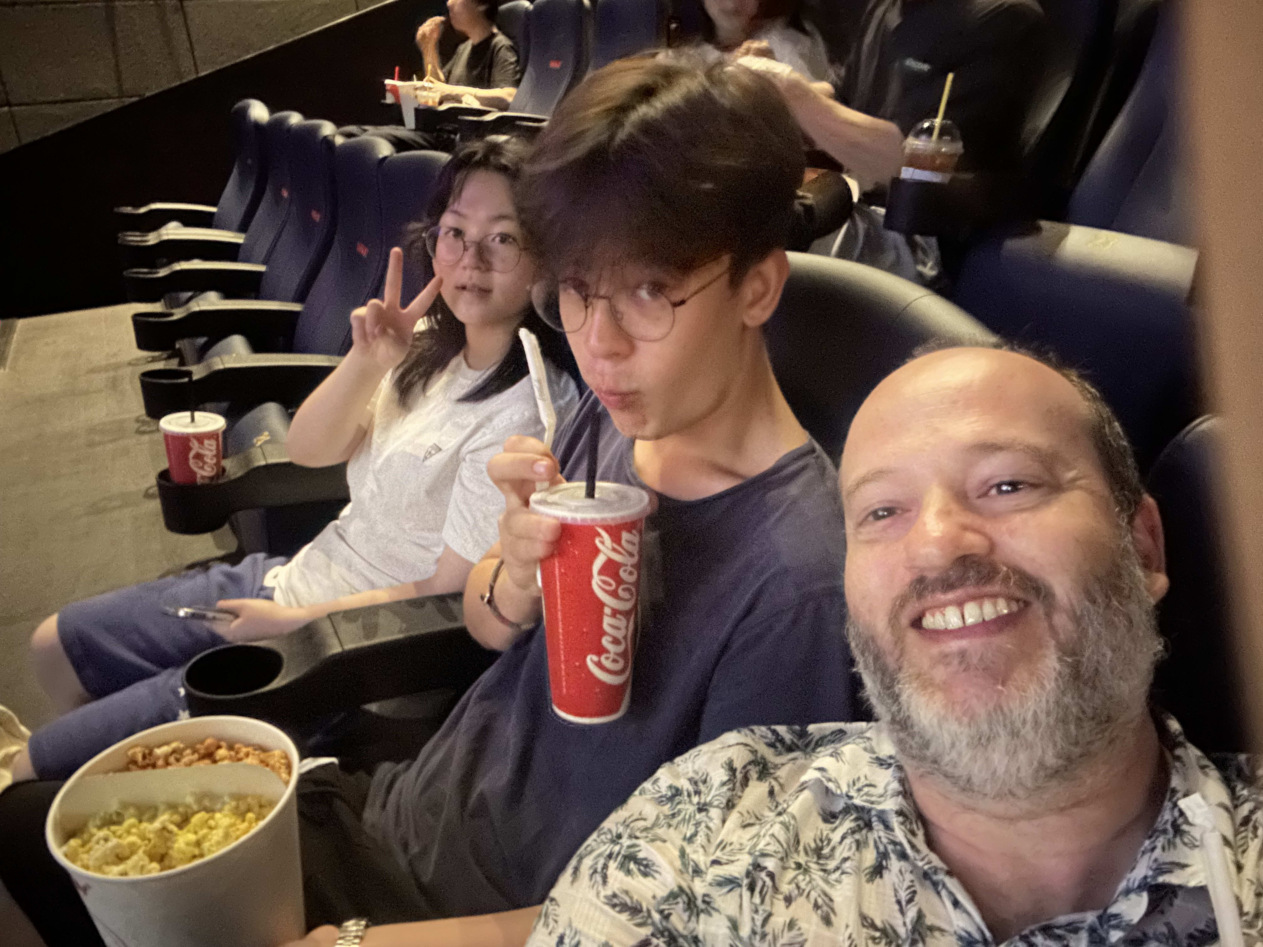 At the cinema with my son and my niece on 24 August.