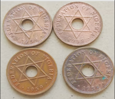 Nigeria Old Coin British West Africa 1959 Queen Elizabeth II, One penny