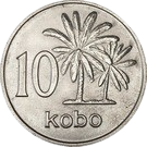 Ten Kobo, Big size silver color Zinc composition, year 1973-1976