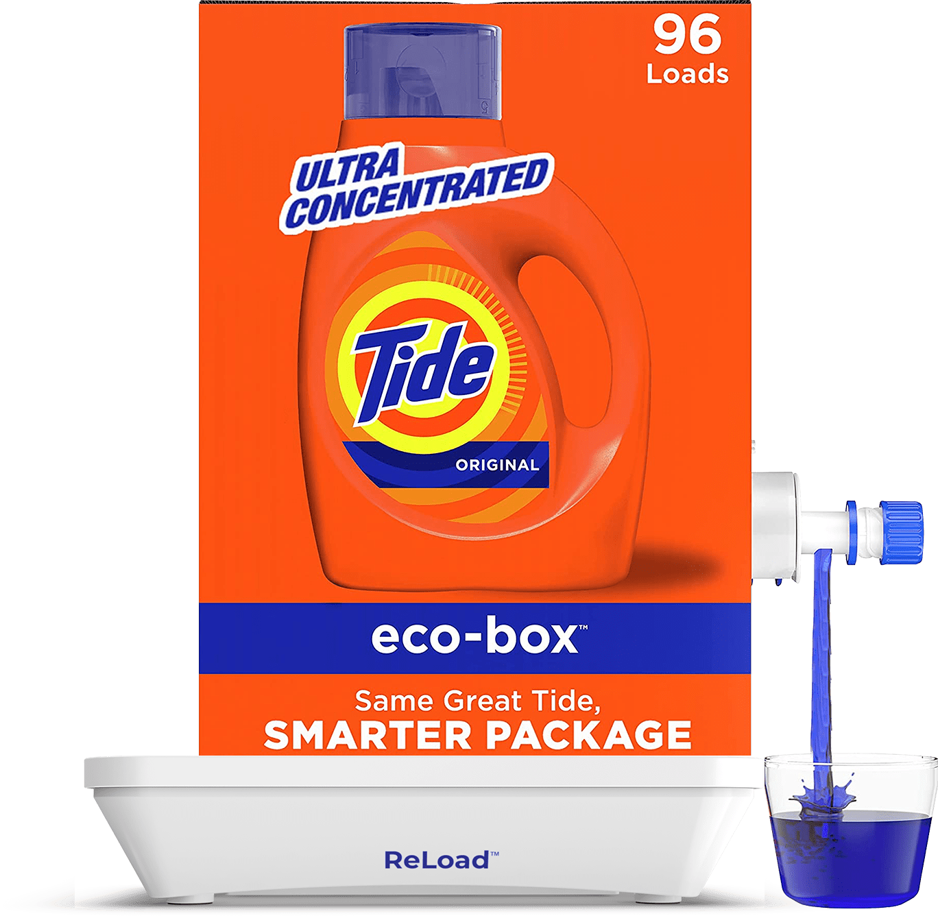 Tide Eco-Box Liquid Laundry Detergent setting on the Tide Smart Tray
