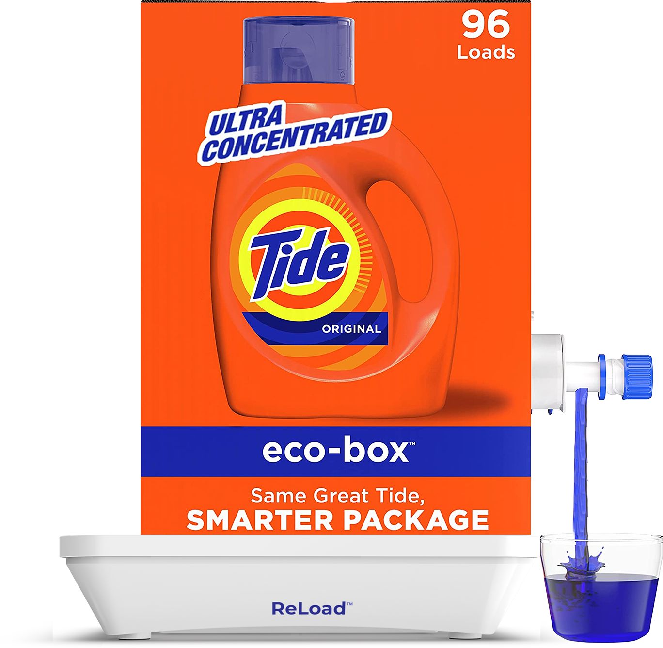 Tide Eco-Box Liquid Laundry Detergent setting on the Tide Smart Tray