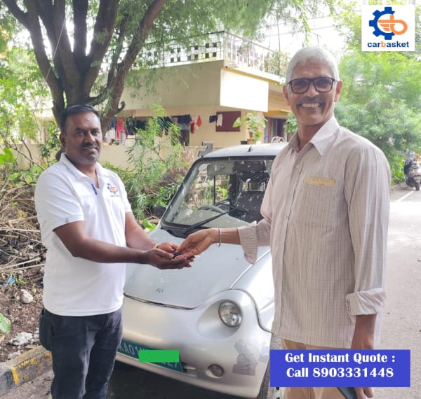 EV Reva electric car pickup for scrap in Bangalore by CarBasket - electric vehicle scrapping, EV recycling and scrap car removal service