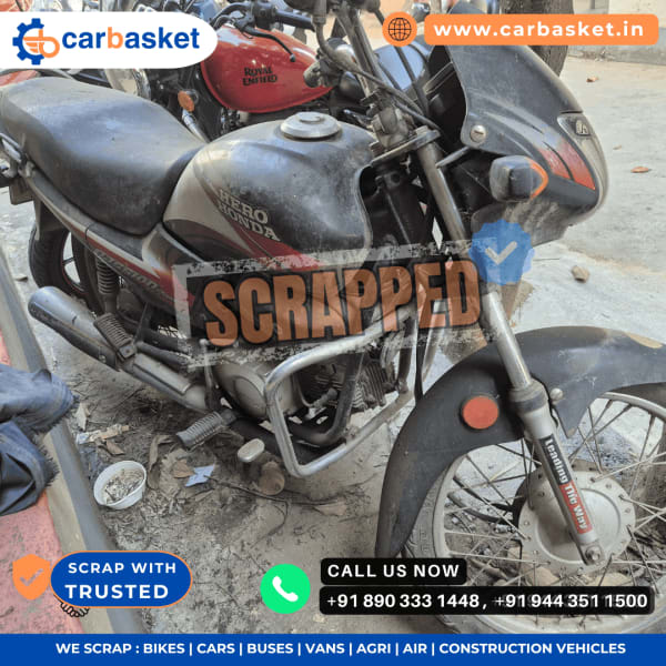 Hero Honda Passion bike pickup for scrap by CarBasket - bike scrap buyers, two wheeler recycling and RC cancellation support