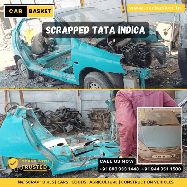 Tata Indica car pickup for scrap in Bangalore Karnataka by CarBasket - old car recycling, taxi scrapping and scrap vehicle buyers