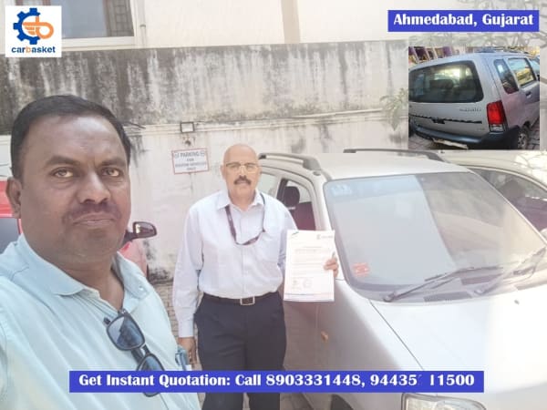 Maruti WagonR car pickup for scrap in Ahmedabad Gujarat by CarBasket - old car scrapping service, vehicle recycling and scrap car buyers near me