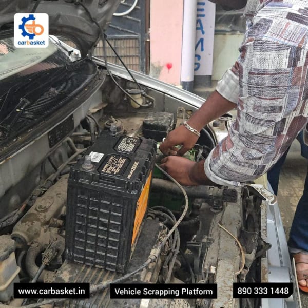 Hyundai Santro car scrapping in Bismillah Nagar Bangalore by CarBasket - scrap car buyers, RC cancellation and vehicle dismantling