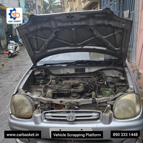 Hyundai Santro scrap car removal in Bangalore near BTM Layout by CarBasket - eco friendly car recycling and scrap value service