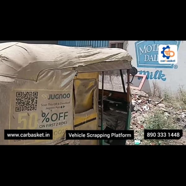 Three wheeler auto scrap collection in Indore MP by CarBasket - old auto rickshaw recycling and legal scrapping process