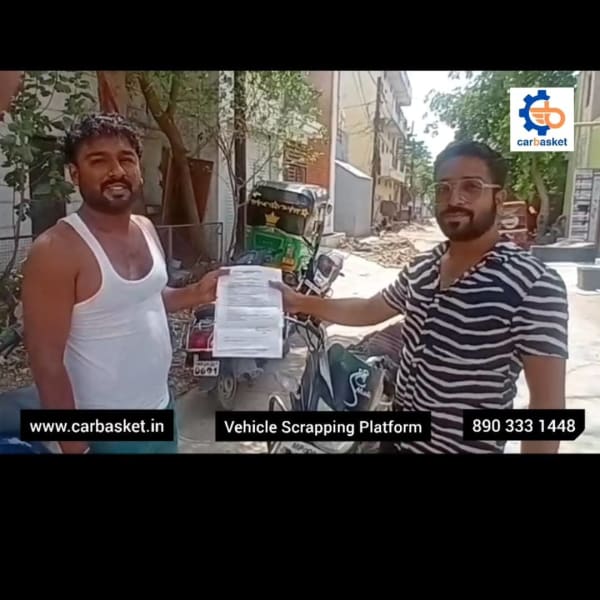 Auto rickshaw pickup for scrap in Indore MP by CarBasket trusted partner - commercial vehicle scrapping and auto recycling service