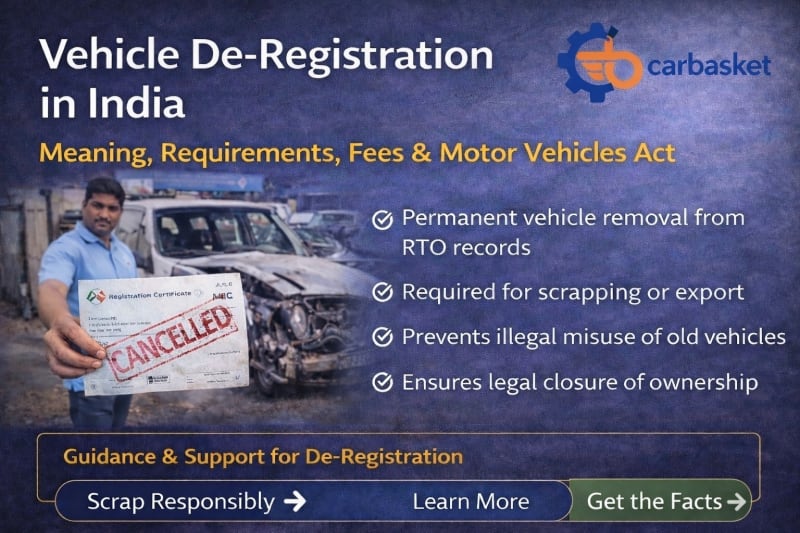 Vehicle De-Registration in India: Why It’s Required, Legal Provisions, Fees & the Role of Carbasket