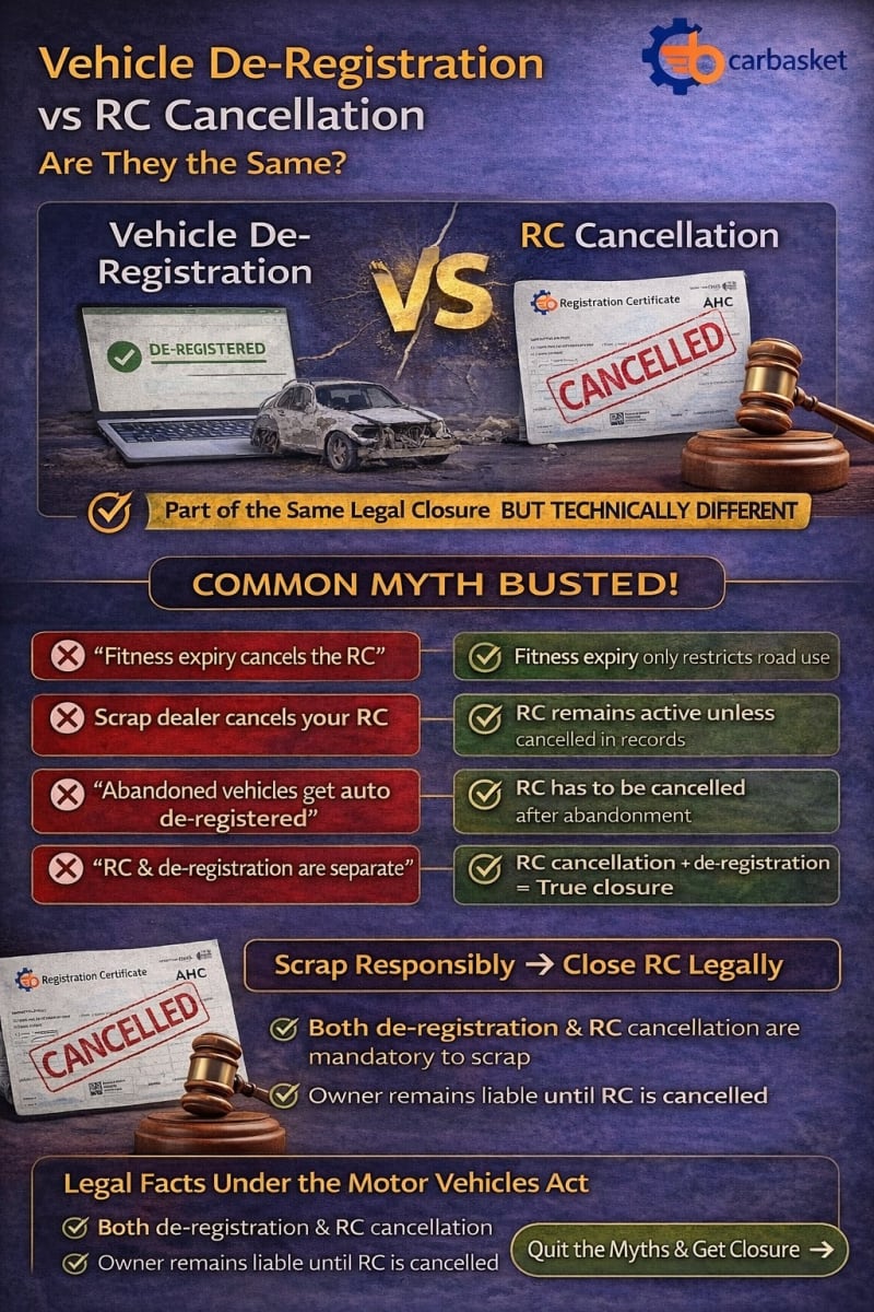 Vehicle De-Registration and RC Cancellation: Same or Different?