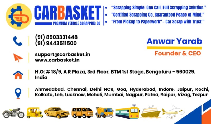 Vehicle Registration Certificate Role and Carbasket Vehicle Scrapping Facility Across India