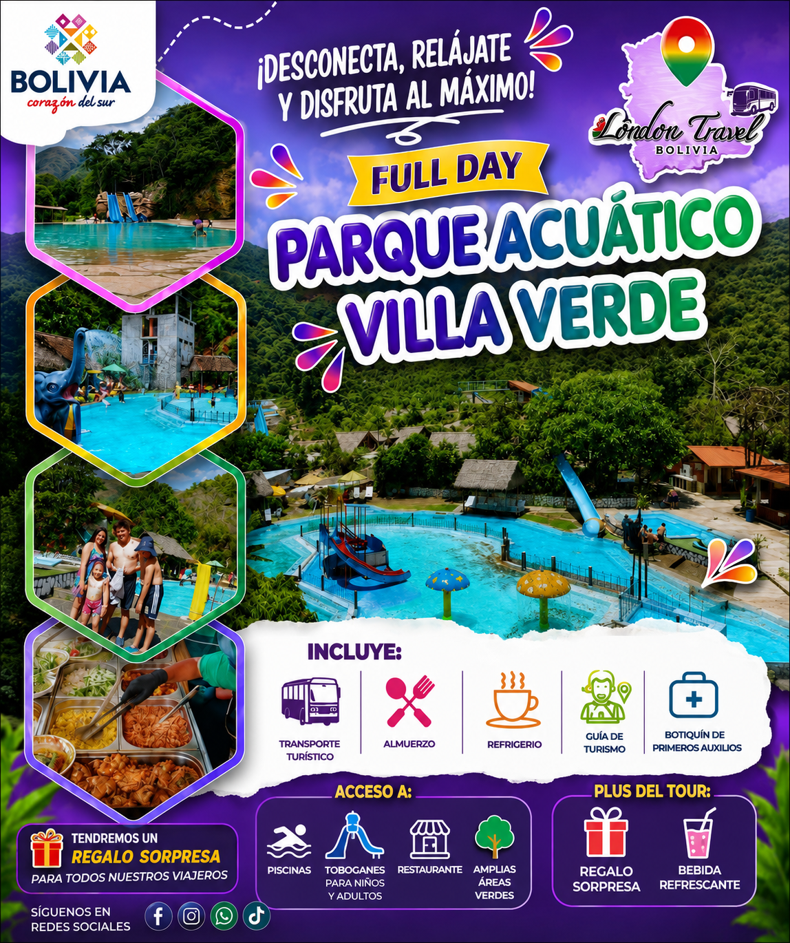 🌸💦 Full Day Parque Acuático Villa Verde🌴