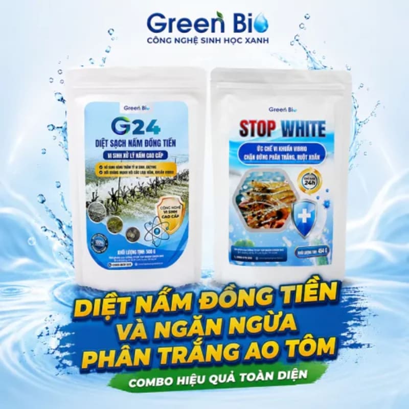 Combo Diệt nấm đồng tiền và ngăn ngừa phân trắng toàn diện cho ao tôm