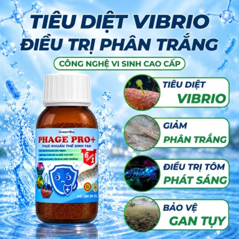 Phage Pro - Loại bỏ và ức chế Vibrio trong ao nuôi tôm cá ốc