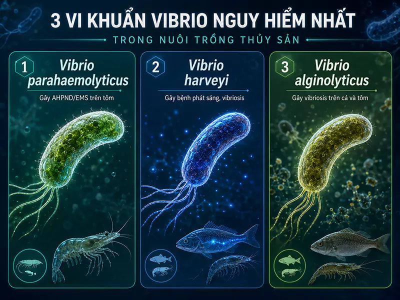 3 chủng Vibrio nguy hiểm nhất trong nuôi trồng thủy sản