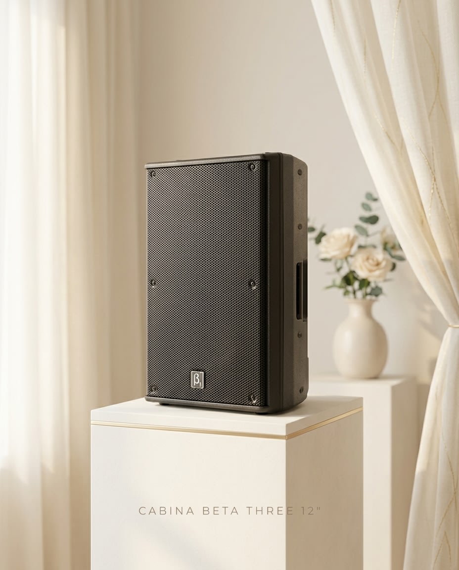 Cabina de sonido Beta Three de 12 pulgadas para alquiler en bodas en Pereira