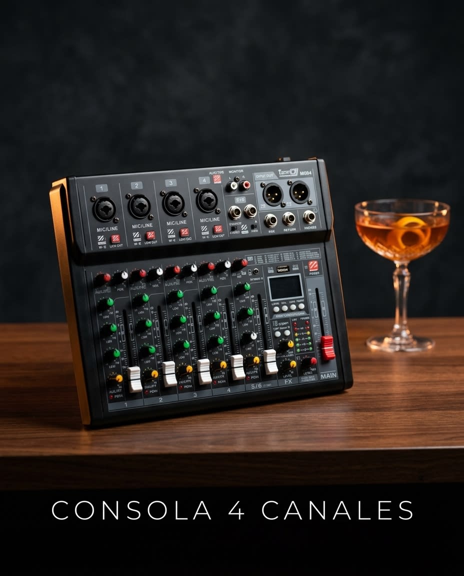 Consola de sonido de 4 canales para alquiler en cocteles y reuniones
