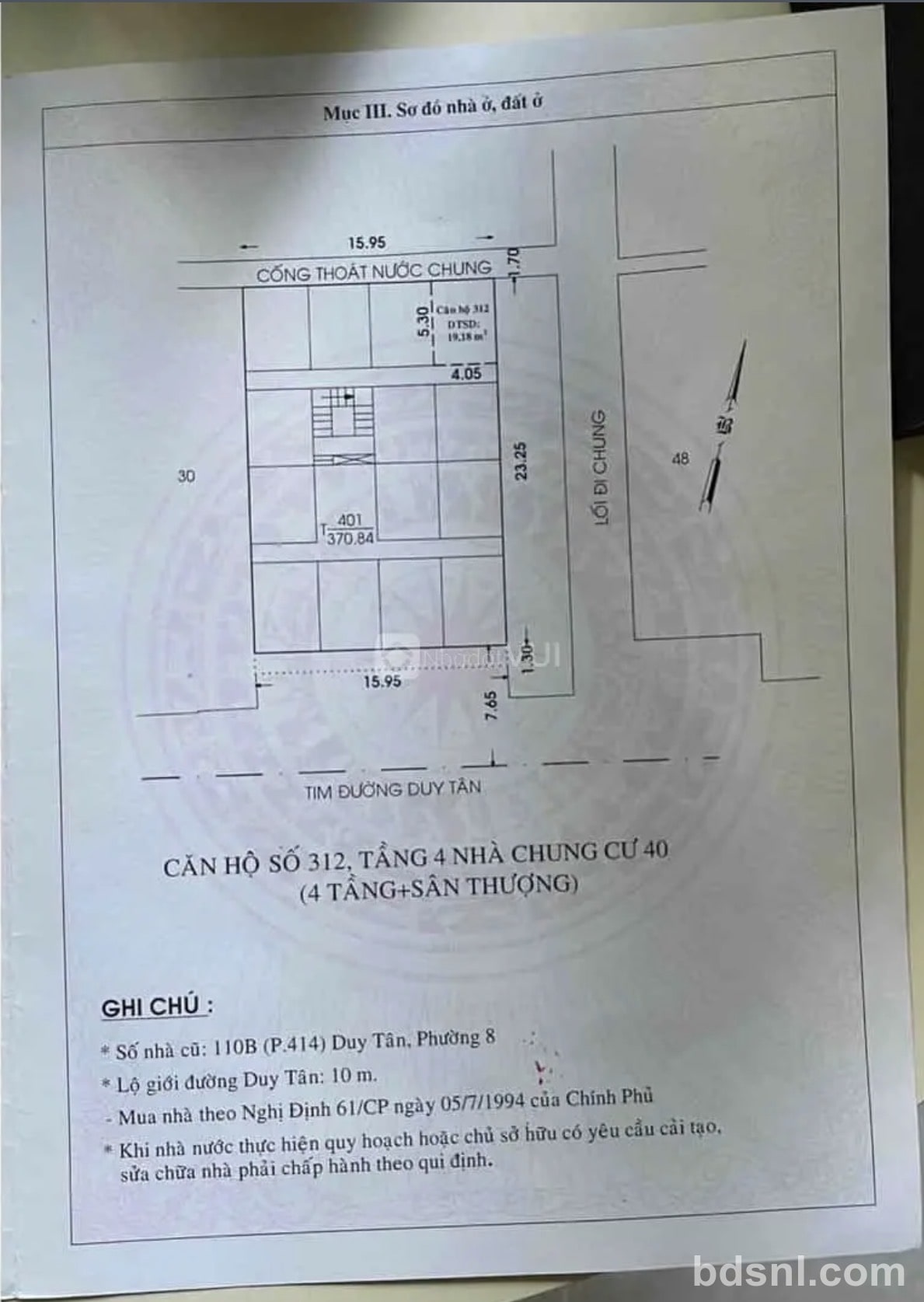 BÁN CĂN HỘ CHUNG CƯ 40 DUY TÂN – TÂN BÌNH | GIÁ CHỈ 1,5 TỶ
