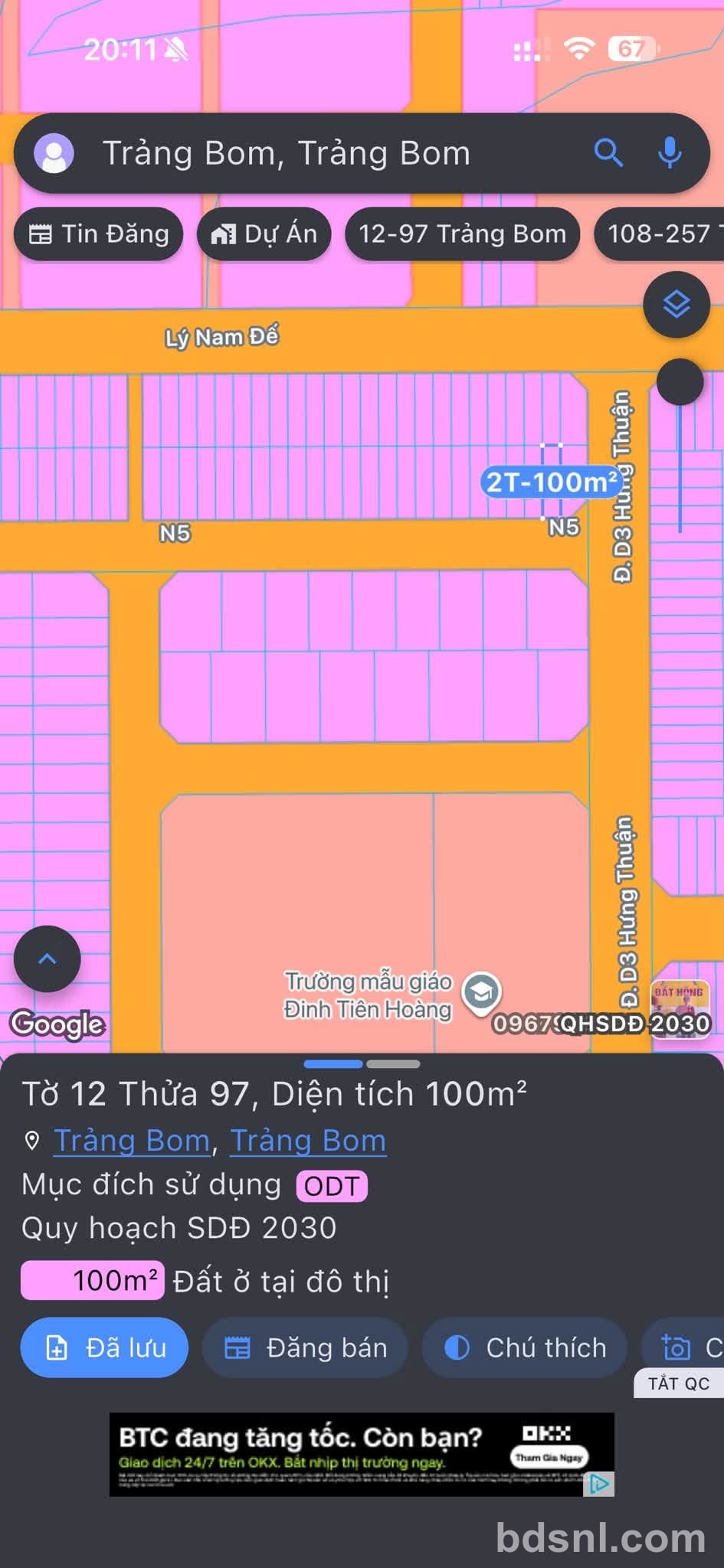 Bán lô đất trung tâm phường Trảng bom