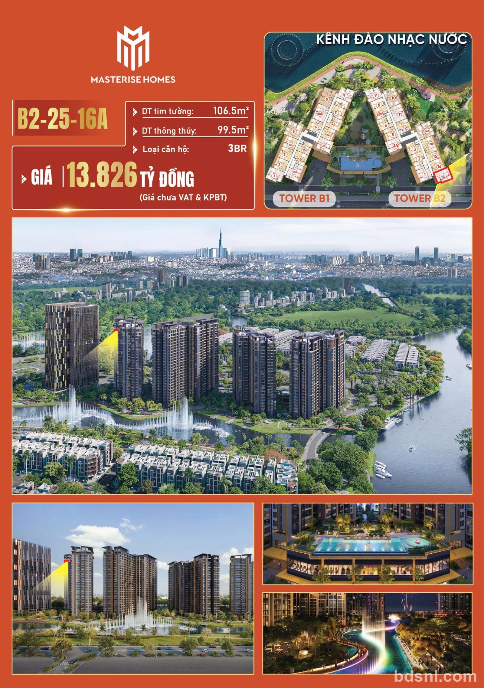 "Siêu phẩm 3PN Masterise Homes B2-25-16A: 99.5m² thông thủy, giá 13.826 Tỷ"