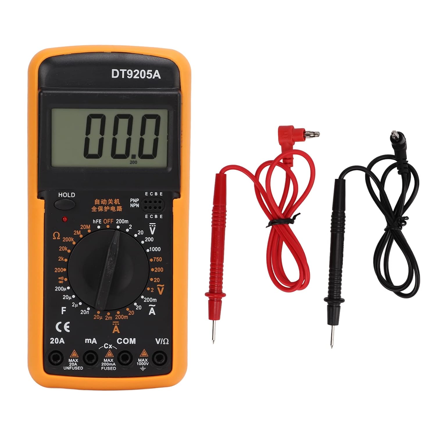 Digital Multimeter (DT9205A) - AC/DC Voltage, Current, Resistance, Capacitance