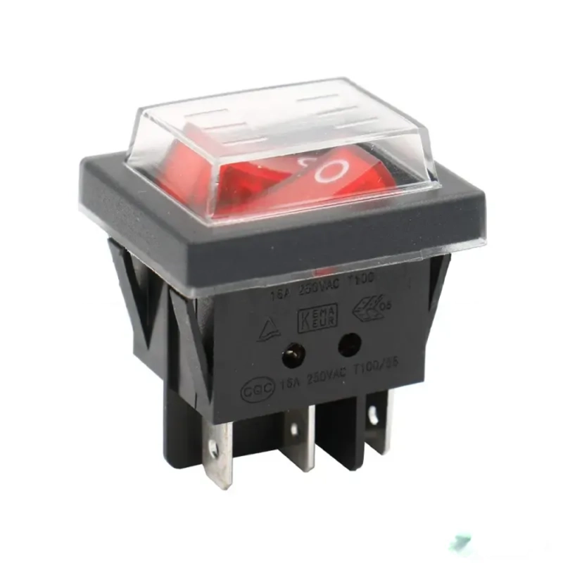 16A 250V Double Rocker Switch SPST ON-OFF – 6 Terminals with Waterproof Cover
