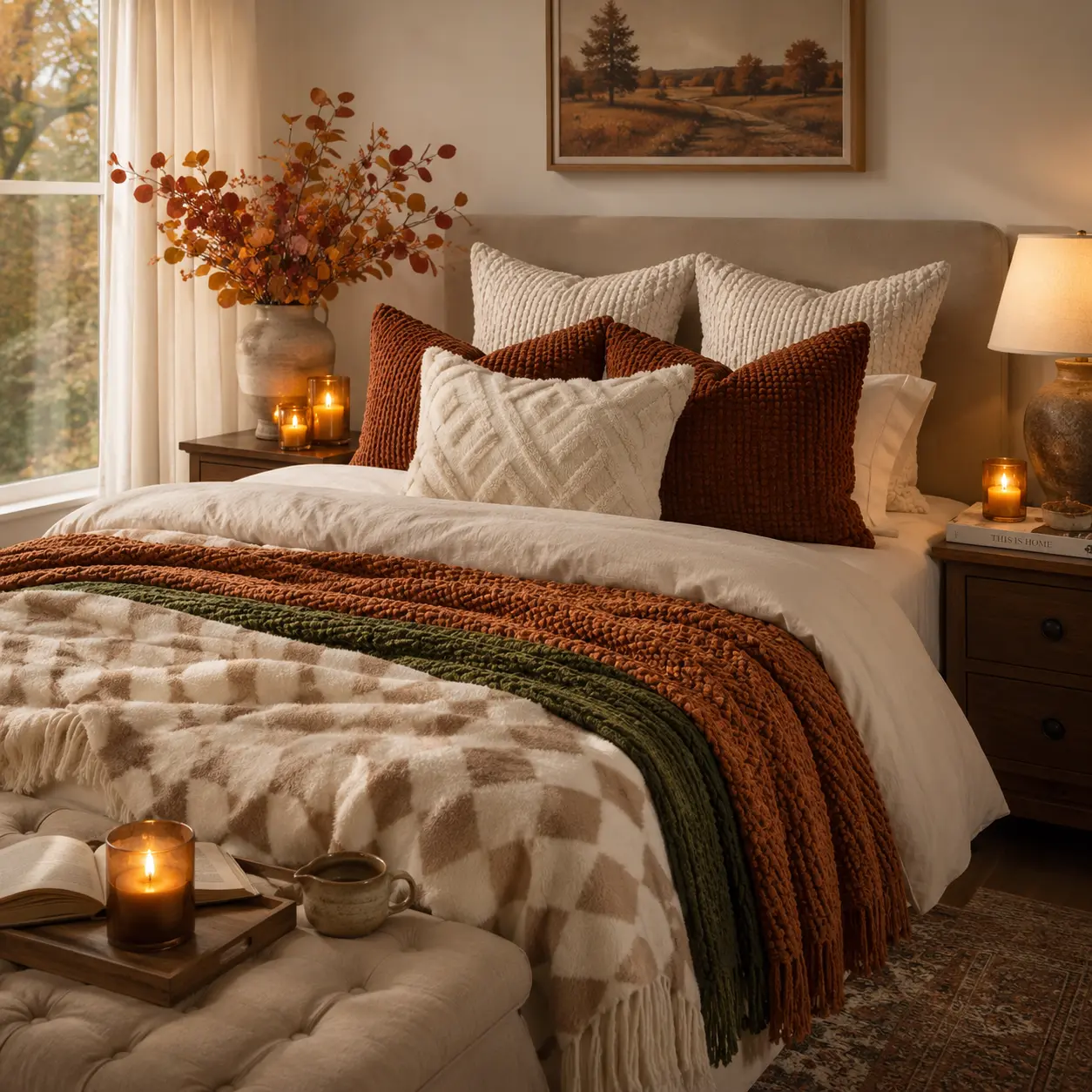 Cozy Neutral Fall Bedroom Ideas